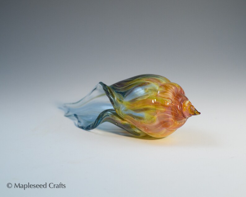Blown Glass Sea Shell, Cosmic Flame, Hand Blown Glass Seashell Sculpture image 3