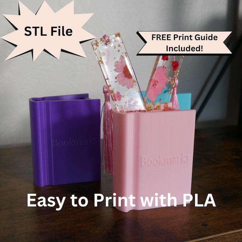Book Shaped Bookmark Holder STL File for 3D Printing, Bookish BookTok Accessory, Bookshelf Library Decor Display, Custom Gift for Readers image 1