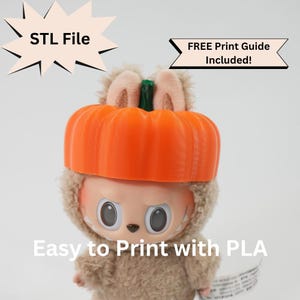 Labubu Pumpkin Hat STL File for 3D Printing, Halloween Accessories for Pop Mart Doll, Cute Cap, Blind Box Figure Accessories DIY Outfit