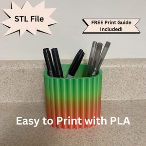 Portalápices con archivo STL para impresión 3D, organizador pequeño festoneado de 4 secciones para herramientas y pinceles, portacepillos, bote decorativo para bolígrafos 3D.