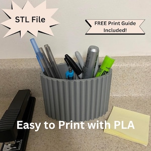 Pencil Holder 2 Section STL File for 3D Printing, Tool, Pen & Paint Brush Organizer, Cute Desktop Pencil Holder Decorative 3D Print Holder