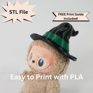Labubu Witch Hat STL File for 3D Printing Halloween Accessories for Popmart Doll Spooky Sorceress Magician Cute Blind Box Figure Enchantress