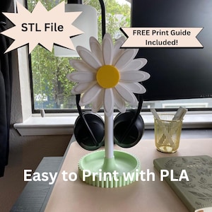 Headphone Holder, Universal Headset Stand Base STL File for 3D Printing, Cute & Cozy Desk Setup, Gaming Desk Decor Gamer Girl Accessories