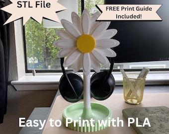 Headphone Holder, Universal Headset Stand Base STL File for 3D Printing, Cute & Cozy Desk Setup, Gaming Desk Decor Gamer Girl Accessories