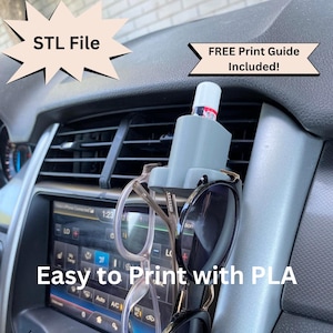 Chapstick Holder STL File for Car, Air Vent Lip Balm Holder Gift, Cute Car Vent Accessories, Sunglass and Eyeglass Holder, Moisturizer Mount