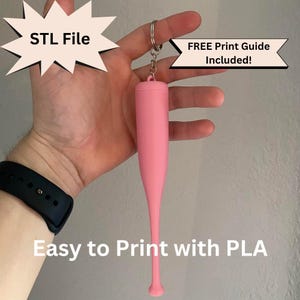 Chapstick Holder Mini Baseball Bat STL File for 3D Printing Gifted Baseball Lip Balm Holder Keychain, Screw on Lid, Custom Softball Mini Bat