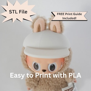 Labubu Baseball Hat STL File for 3D Printing, Blank Cap for Pop mart Doll, Cute Blind Box Figure accessories, Snapback Helmet DIY Outfit