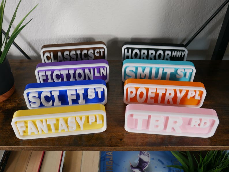 Bookish Book Genre Signs, Bookshelf Decor, Library Sign, Book Lover ...
