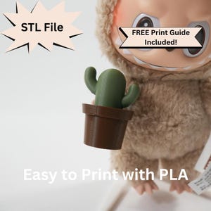 Labubu Mini Cactus Handheld STL File for 3D Printing, Western Yeehaw Accessories for Pop Mart Doll, Cute Blind Box Figure for Farmhouse