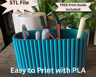 Bleistifthalter STL-Datei für 3D-Druck ausgebogten Werkzeug- & Stifthalter Gerippter Pinselhalter, Zahnbürstenhalter Tasse Dekorativer 3D-Stifttopf