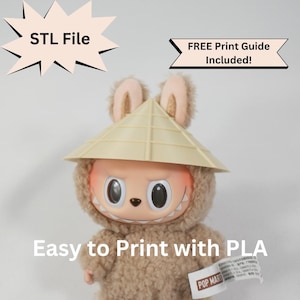 Labubu Conical Hat STL File for 3D Printing, Asian Straw Hat for Pop Mart Doll, Cute Blind Box Figure accessories, Helmet DIY Outfit