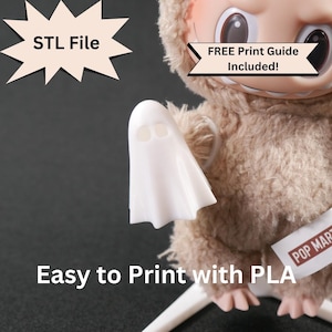 Labubu Ghost Handheld STL File for 3D Printing, Spooky Spirit Halloween Accessories for Pop Mart Doll, Cute Blind Box Figure Autumn Fall