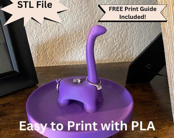 Dinosaur Ring Holder STL File for 3D Printing, Unique Jewelry Display, Adorable Brachiosaurus Dino Ring Stand & Bracelet Storage Organizer