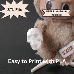 Labubu Skull Handheld STL File for 3D Printing, Spooky Skeleton Halloween Accessories for Pop Mart Doll, Cute Blind Box Figure Autumn Fall
