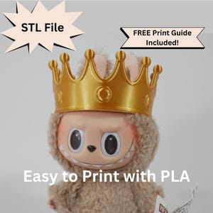 Labubu Crown Hat STL File For 3D Printing, Queen King Emperor For Pop Mart Macaron Doll, Cute Blind Box Figure Accessories Tiara DIY Outfit
