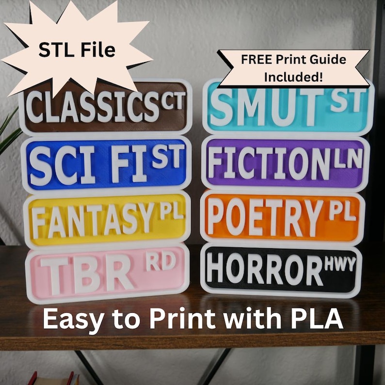 Bookish Book Genre Signs, Bookshelf Decor, Library Sign, Book Lover ...