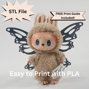 Labubu Fairy Wings STL File for 3D Printing, Fantasy Pixie Elven Halloween Accessories for Pop Mart Doll, Kawaii Cute Blind Box Figure