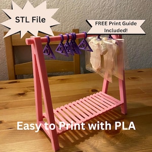 Decorated Cookie Rack STL File for 3D Printing, Mini Clothes Rack Cookie Display Clothing Rack Wardrobe Hanger Digital Download Mini Dresser