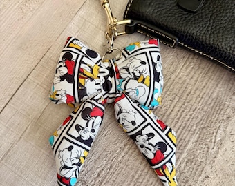 Mouse Print Puffy Bag Charm, Bow Purse Charm, Zipper Charms