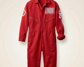 Red Jumpsuit Costume Coverall | Custom Number Patch | Heavy Metal Inspired Stage Outfit | Unisex Cosplay