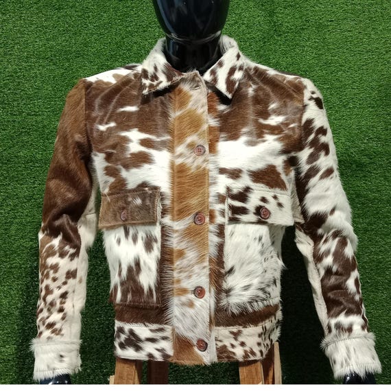 Real Cowhide Leather Jacket: Stylish Western Hair-on Hide - Etsy