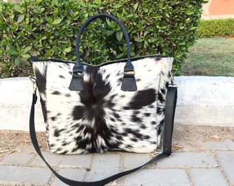 Bolso de piel de vaca: piel de poni con pelo, bolso grande estilo western