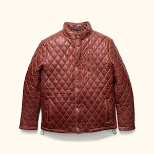 Distressed Brown Lambskin Leather Jacket: Diamond Quilted Men&#39;s Layer