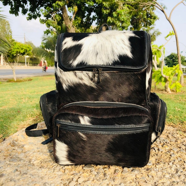 Cowhide Backpack Purse - Authentic Cow Skin Leather - Versatile Leather Bag for Backing or Diaper Use - Chic Gift Idea