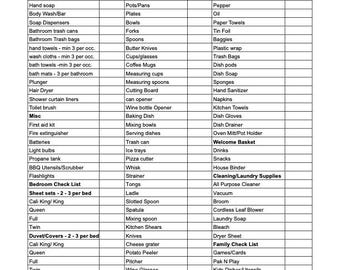 Ultimative Checkliste für das Airbnb-Inventar | Kurzfristige Mietstock-Führer | Professionelle Reinigung & Umsatz SOP | Bearbeitbare Vorlage