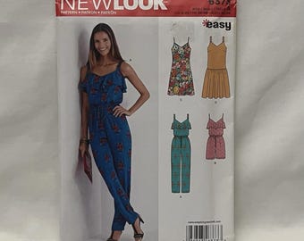 New Look 6373 Long Jumpsuit Drop Waist Slip Dress Romper Sewing Pattern 8-20