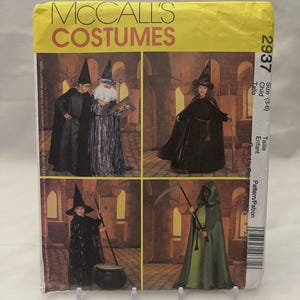 May include: A McCall's Costumes sewing pattern, featuring images of children in various Halloween costumes. The pattern includes a witch, wizard, and grim reaper. The pattern size is for children ages 3-6.