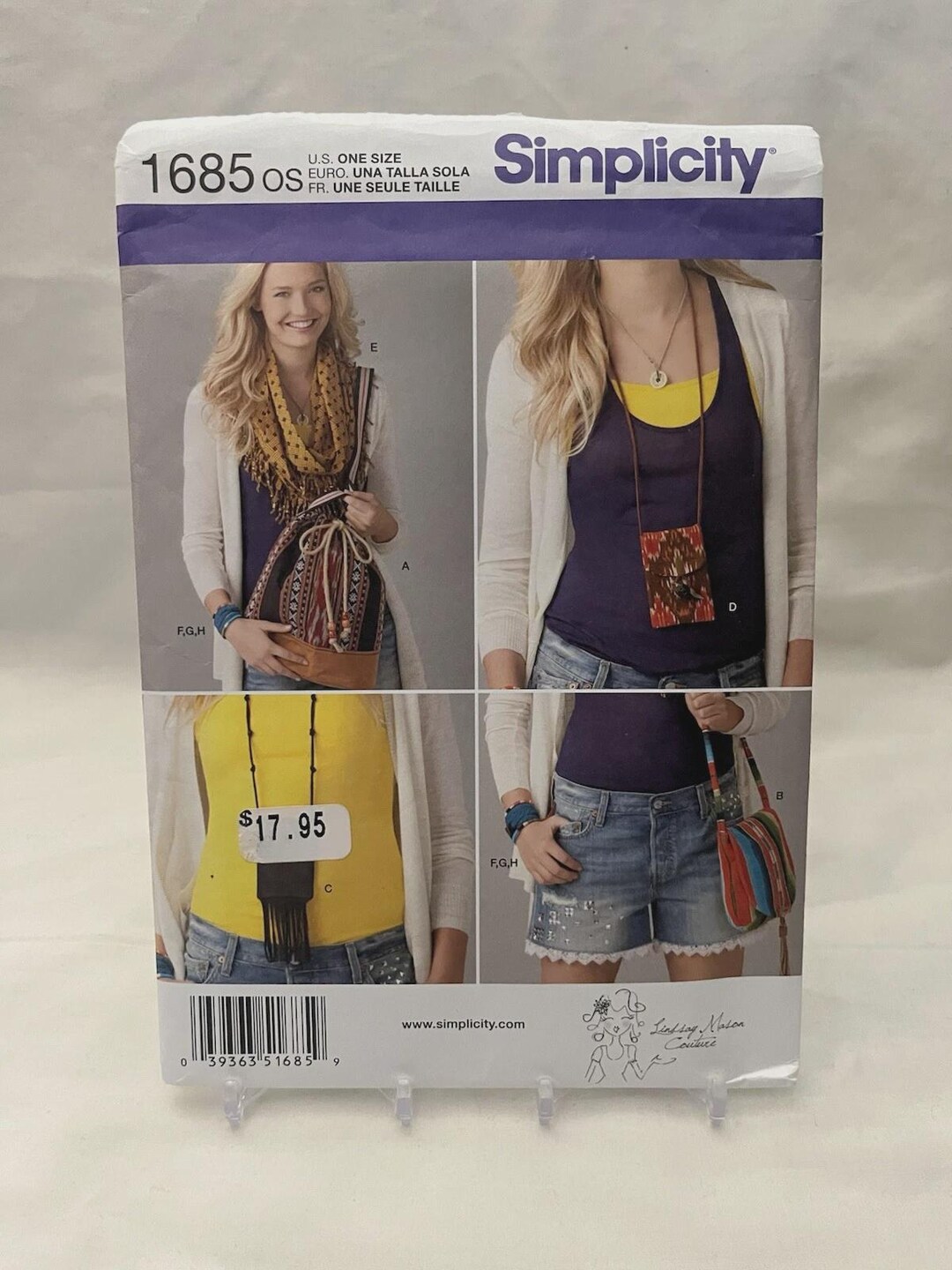 Drawstring Cuff Pattern Simplicity 1685 Drawstring Shoulder Bag Scarf Passholder Bracelet Wrap ...
