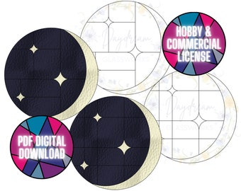 DIGITAL PATTERN, Moon and Stars Stained Glass Pattern, Celestial Stained Glass Pattern, DIY Stained Glass Pattern, Moon and Stars Suncatcher