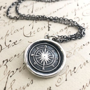 Compass Wax Seal Necklace - Compass Rose - Nautical Necklace -Graduation Necklace - Nautical Jewelry - Guidance & Direction E2135