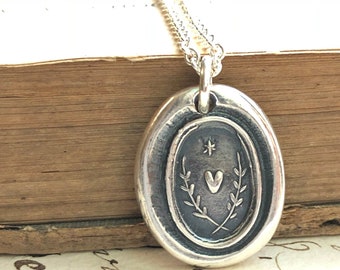 True Love Guides Me Wax Seal Necklace - Love Guides the Way - Wax Seal Jewelry - Sterling Silver