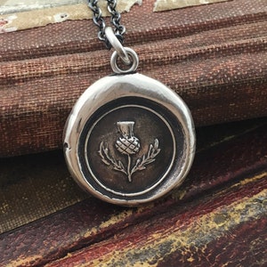 Outlander Necklace, Scottish Jewelry, Wax Seal Necklace Thistle, Friendship Gift image 1