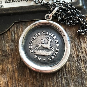 Wounded Stag Pendant | Wax Seal Sterling Silver Necklace | Womans Silver Necklace | Silver Pendant Necklace