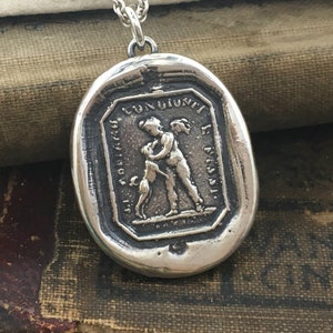 Cupid and Dog Wax Seal Necklace - Friendship Necklace - gift for friend - Best Friend Necklace - Friends for Life - Sterling Silver