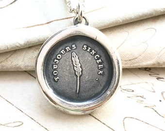 Always Sincere - Sterling Silver Wax Seal Necklace - Friendship Necklace