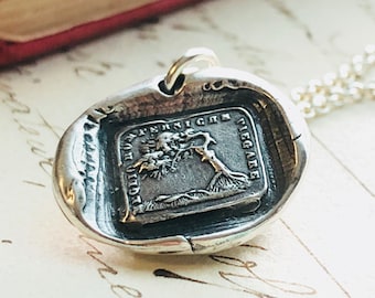 Bend Don't Break wax seal necklace - the Oak and the Reed Aesop Fable Charm - IS290