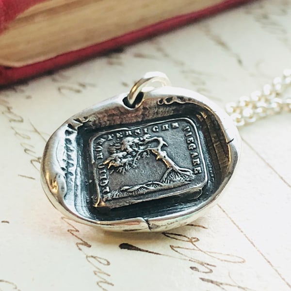 Bend Don't Break wax seal necklace - the Oak and the Reed Aesop Fable Charm - IS290