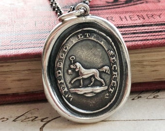 Fidele Et Secret Dog Pendant | Sterling Silver Wax Seal Necklace | Dog Necklace | Gift For Dog Lover | Friendship Necklace