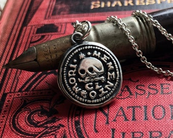 Memento Mori Wax Seal Jewelry - Skull Wax Seal Necklace - Remembrance Jewelry