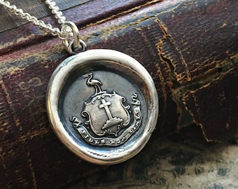 Faith Not Fear Wax Seal Necklace - Choose Faith, Not Fear - Antique Silver Wax Seal Jewelry - let your faith be bigger than your fear