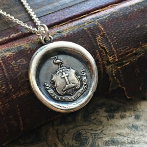 Faith Not Fear Wax Seal Necklace - Choose Faith, Not Fear - Antique Silver Wax Seal Jewelry - let your faith be bigger then your fear