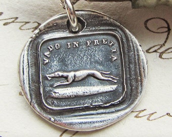 Greyhound Italian Wax Seal Necklace - I Go FAST! - Loyalty and Vigilance - Dog Pendant - Dog Necklace