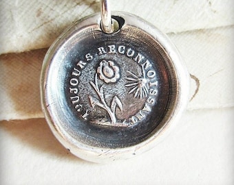 Flower Wax Seal Necklace......I'm Grateful for You - french wax seal jewelry - Gratitude Necklace - You are my sunshine