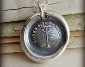 Happy in All Winds Wax Seal Necklace - Silver Antique Wax Seal Jewelry