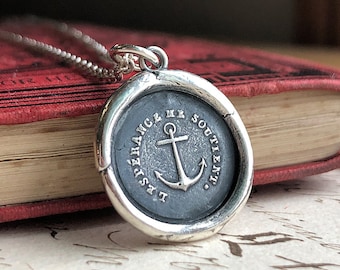 Anchor Necklace - Hope Sustains Me - Wax Seal Necklace - Inspirational Necklace - Nautical Jewelry - Anchor Jewelry - Handcrafted