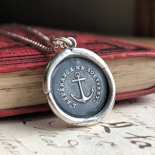 Anchor Necklace - Hope Sustains Me - Wax Seal Necklace - Inspirational Necklace - Nautical Jewelry - Anchor Jewelry - Handcrafted